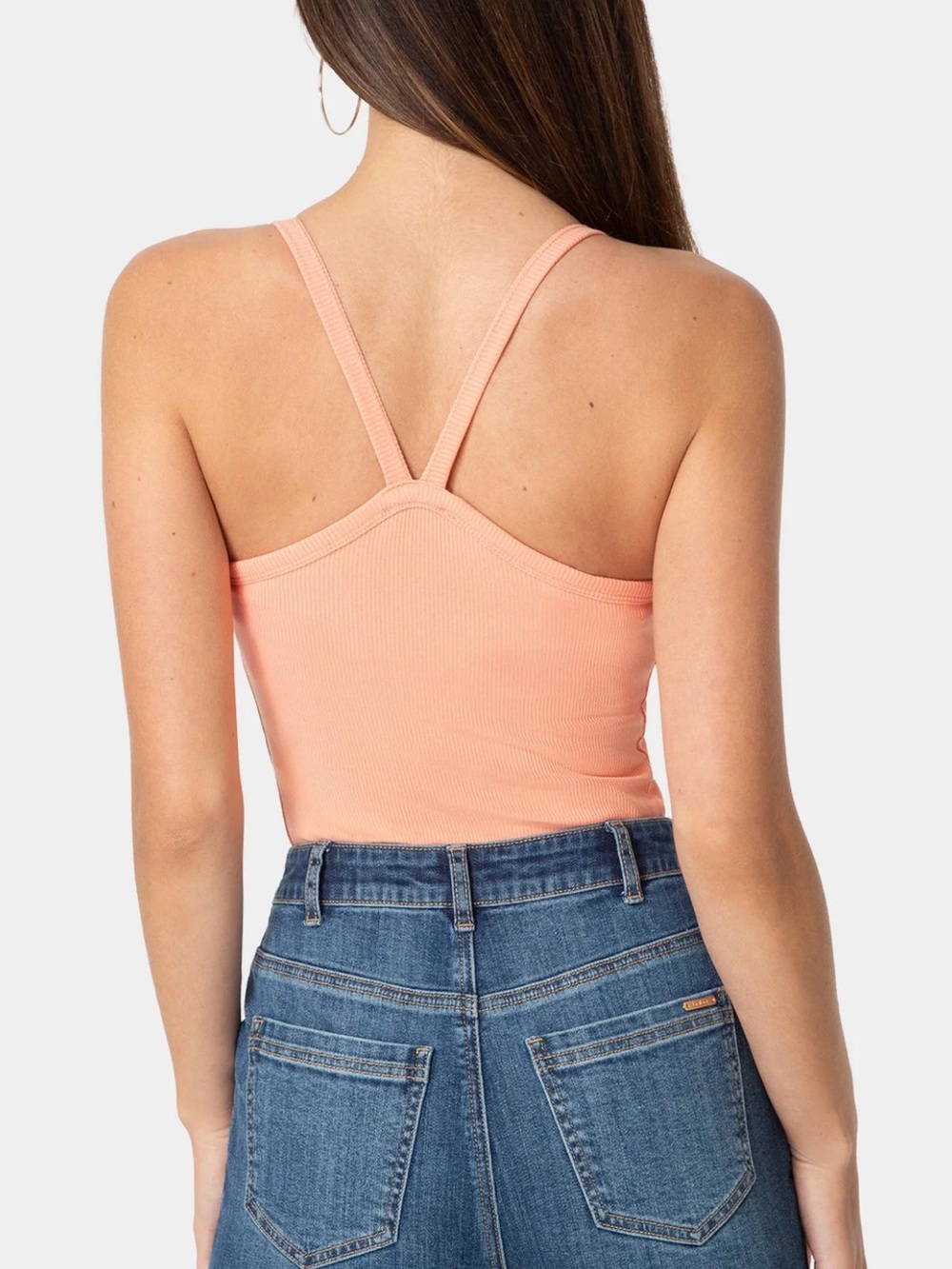 bebe Peach Ribbed Logo Tank Top - Picture 4 of 5